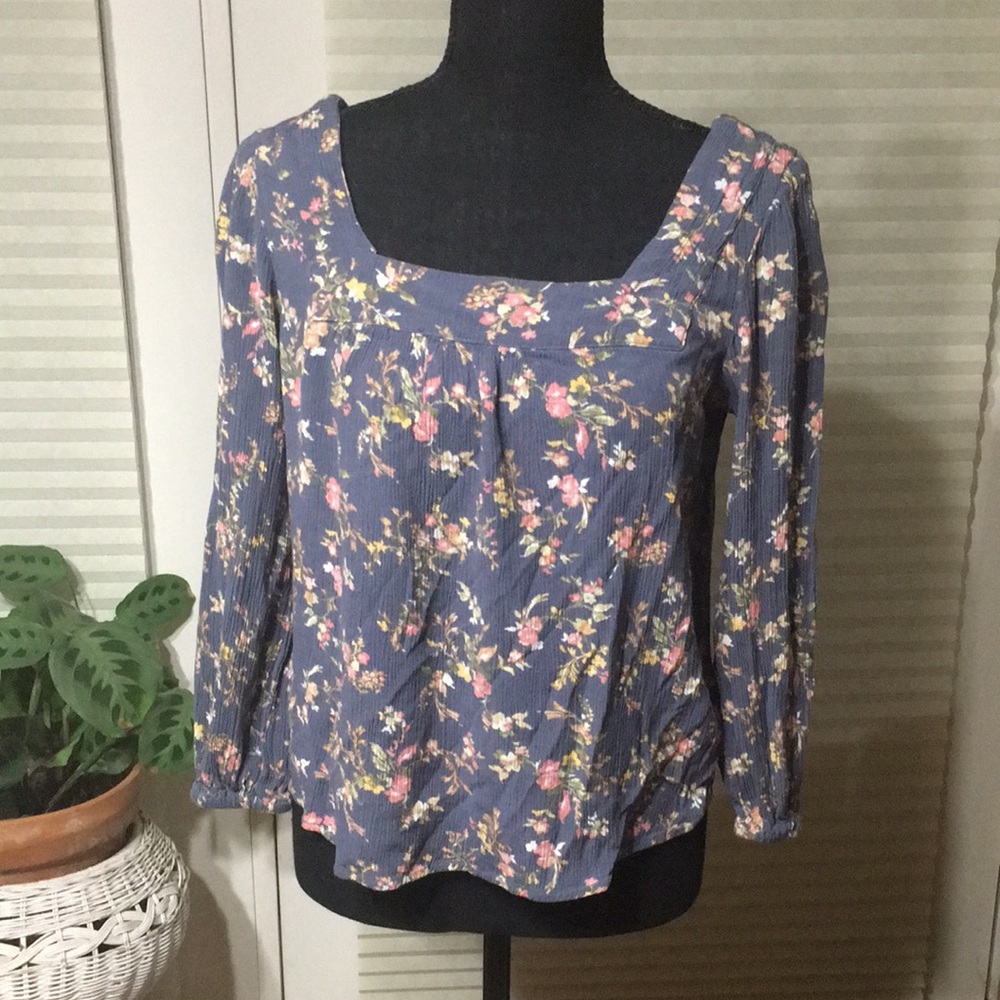Angels floral rayon long sleeve top